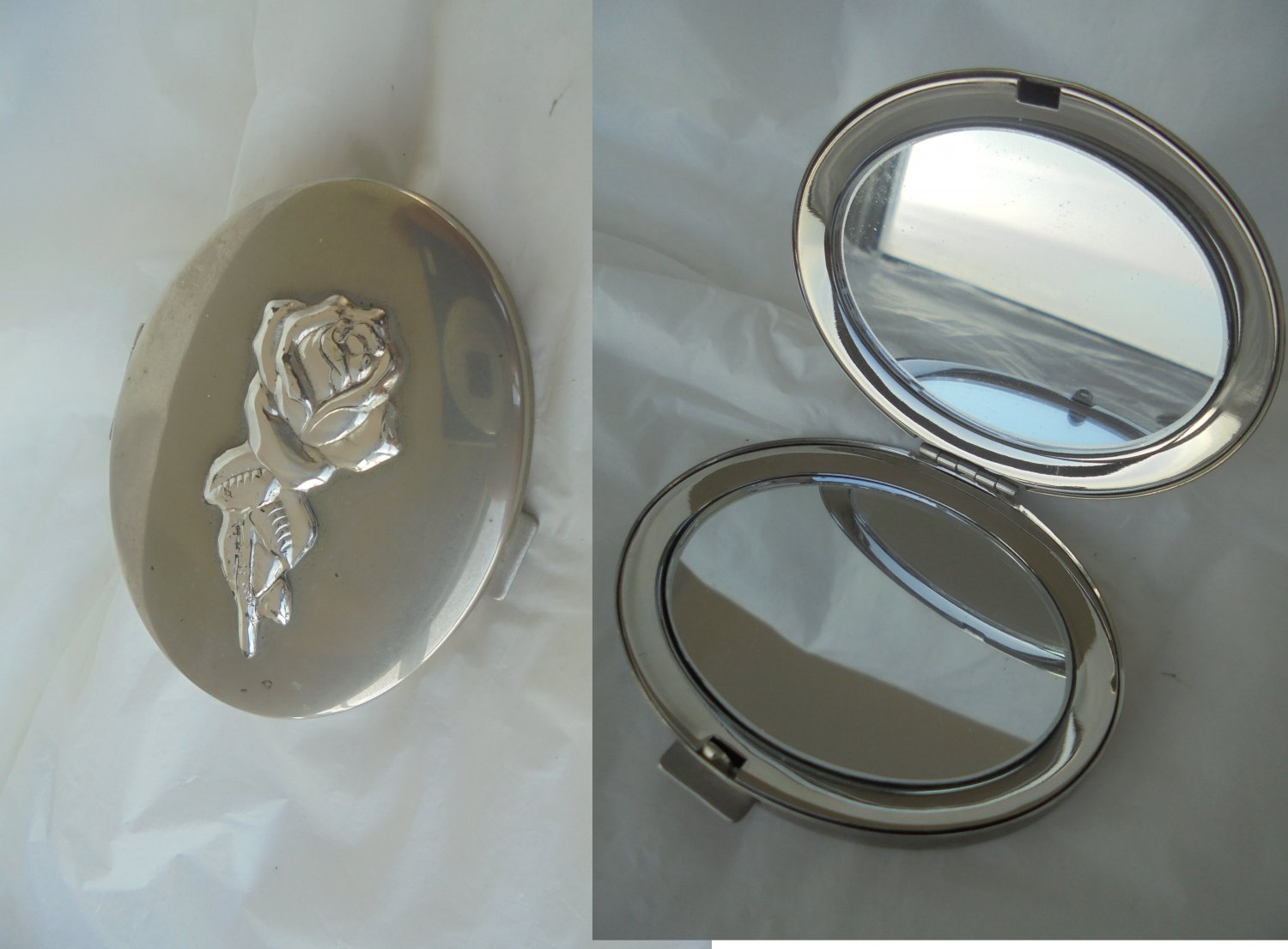 Portable purse bag MIRROR hand pocket mirror in SILVER STERLING 925 Original