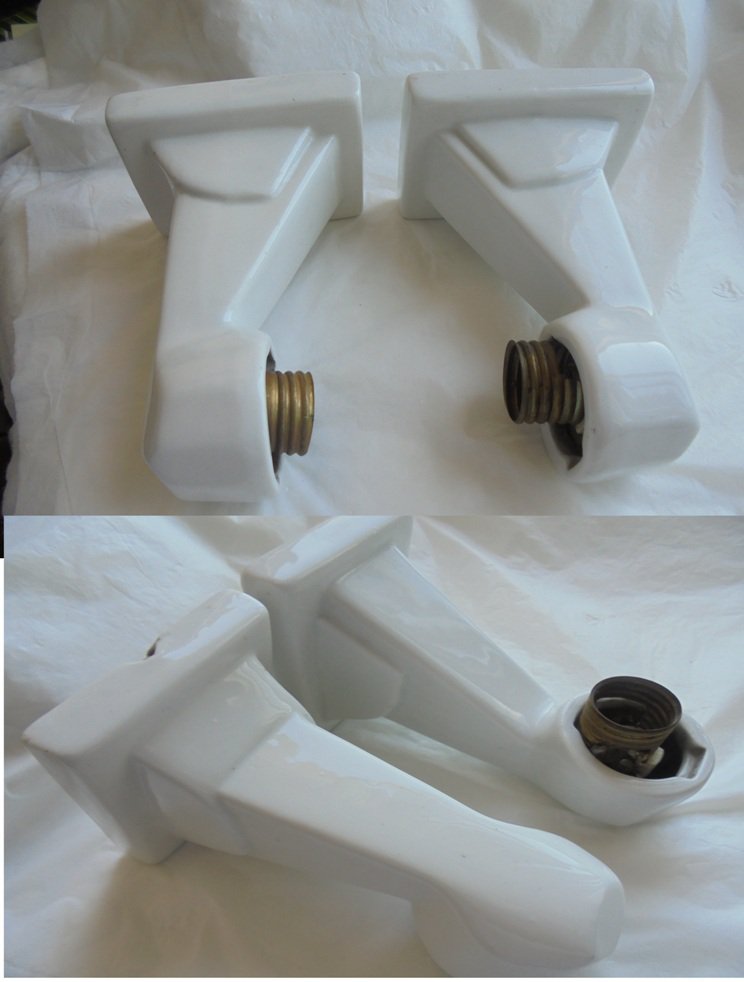 2 FERROVIE dello stato Italia Italian railways lamps in porcelain Originals 1940s