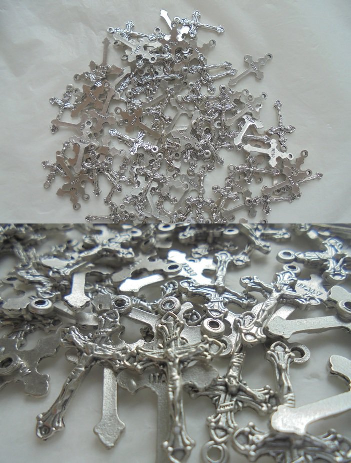 100 CRUCIFIX CROSS pendents charm in metal Made in Italy for necklace bracelet rosary