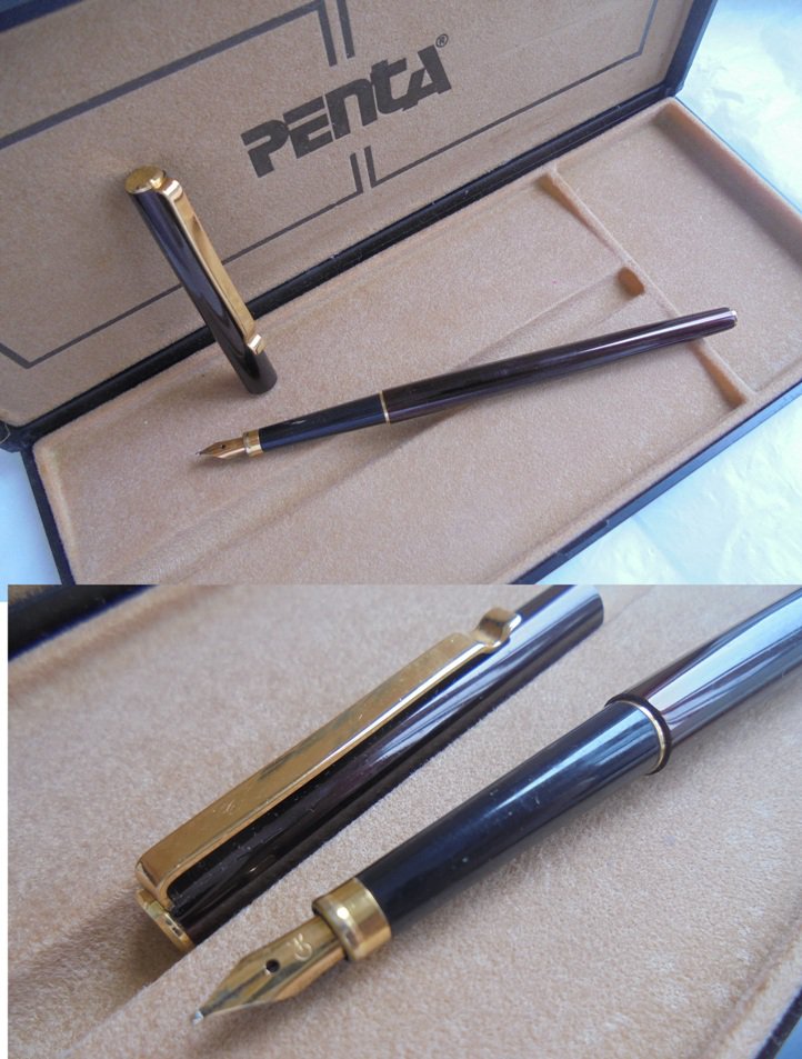PENTA FOUNTAIN PEN lacque in brown color In gift box