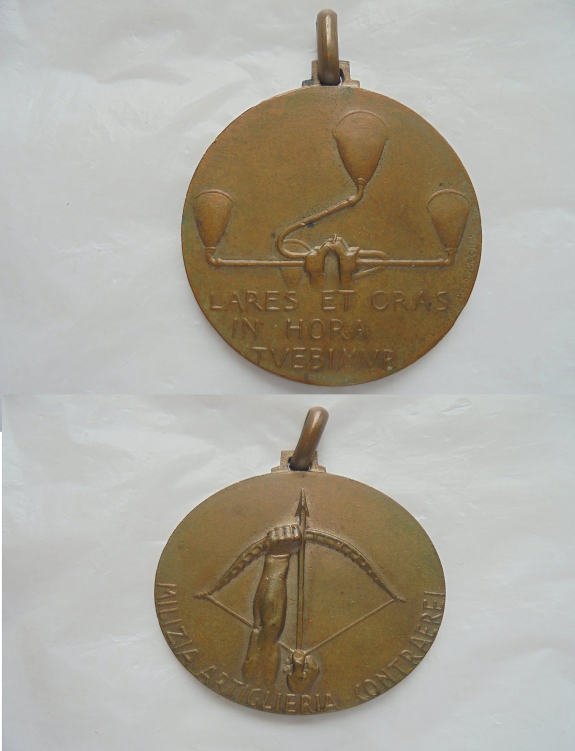 ITALIAN BRONZE MEDAL Italy Milizia per Difesa Antiaerea Army Aeronautics 1940