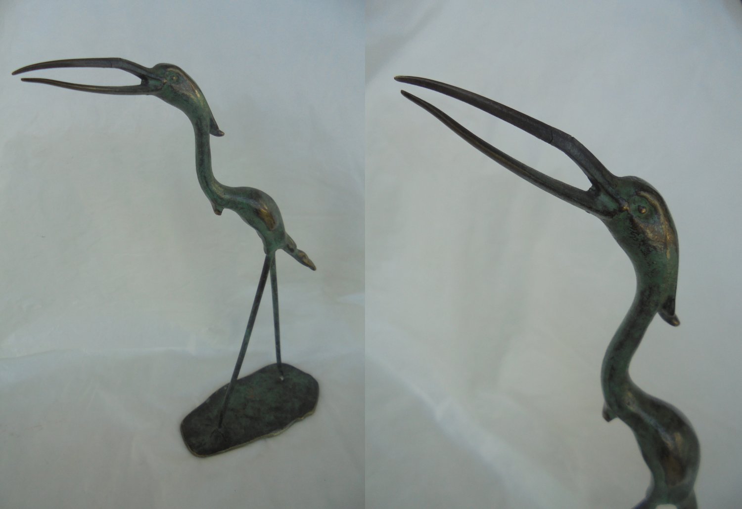 HERON BRONZE STATUE Original 1950s cm26