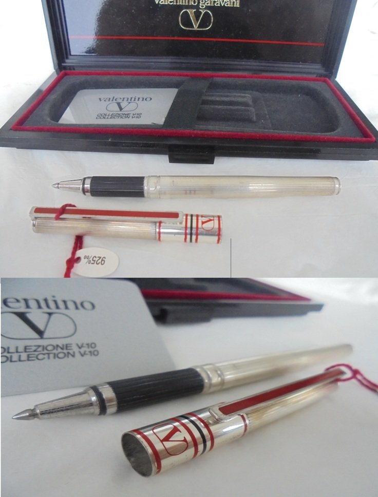 VALENTINO BALL PEN in silver sterling 925 and lacque Italy In gift box with garantee