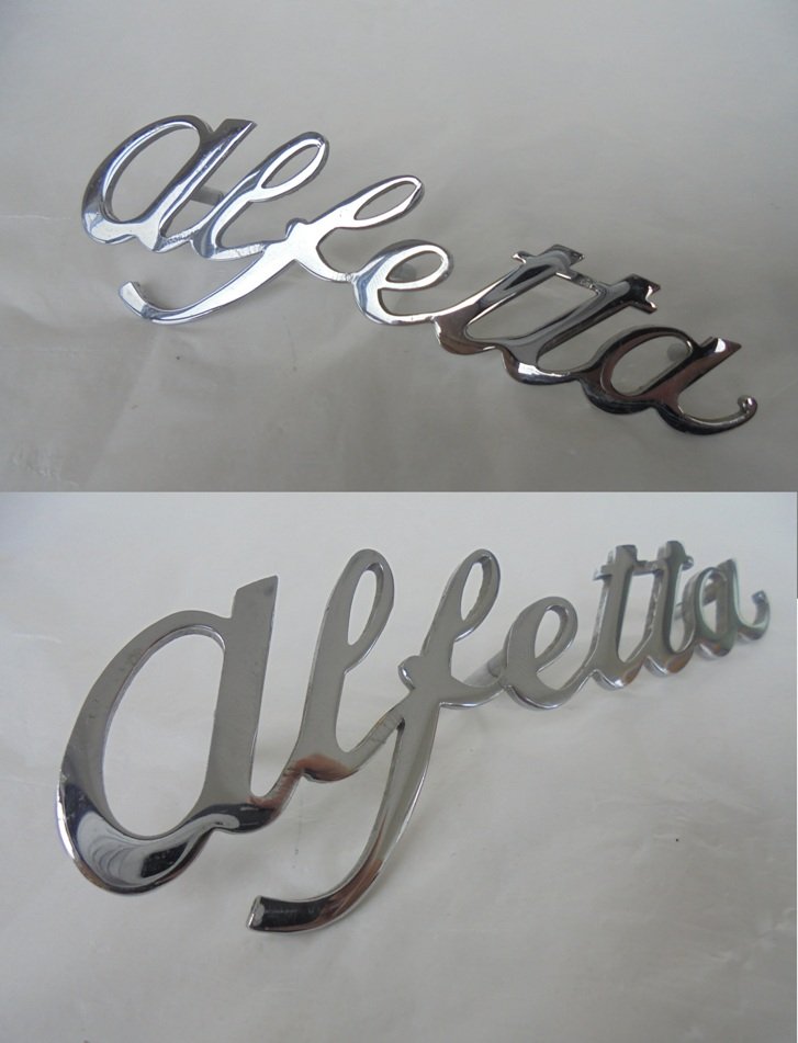 ALFA ROMEO ALFETTA car logo in metal 1970s Original Italy