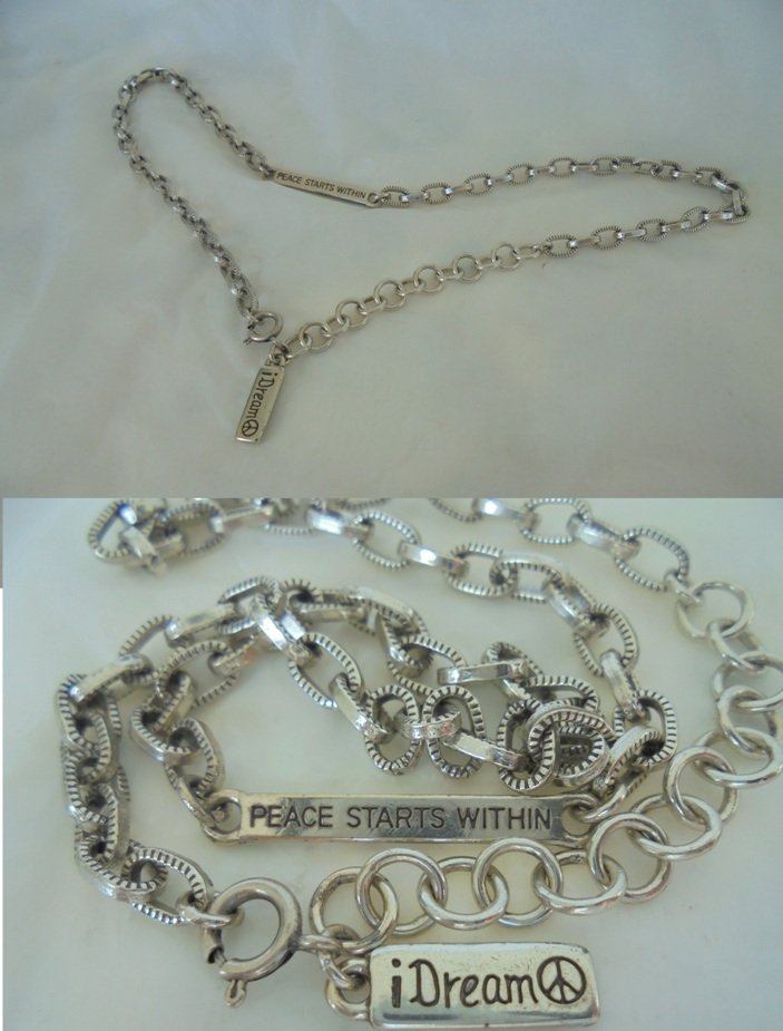 I DREAM JEWELS necklace in sterling silver 925 "Peace starts within" Original Unisex