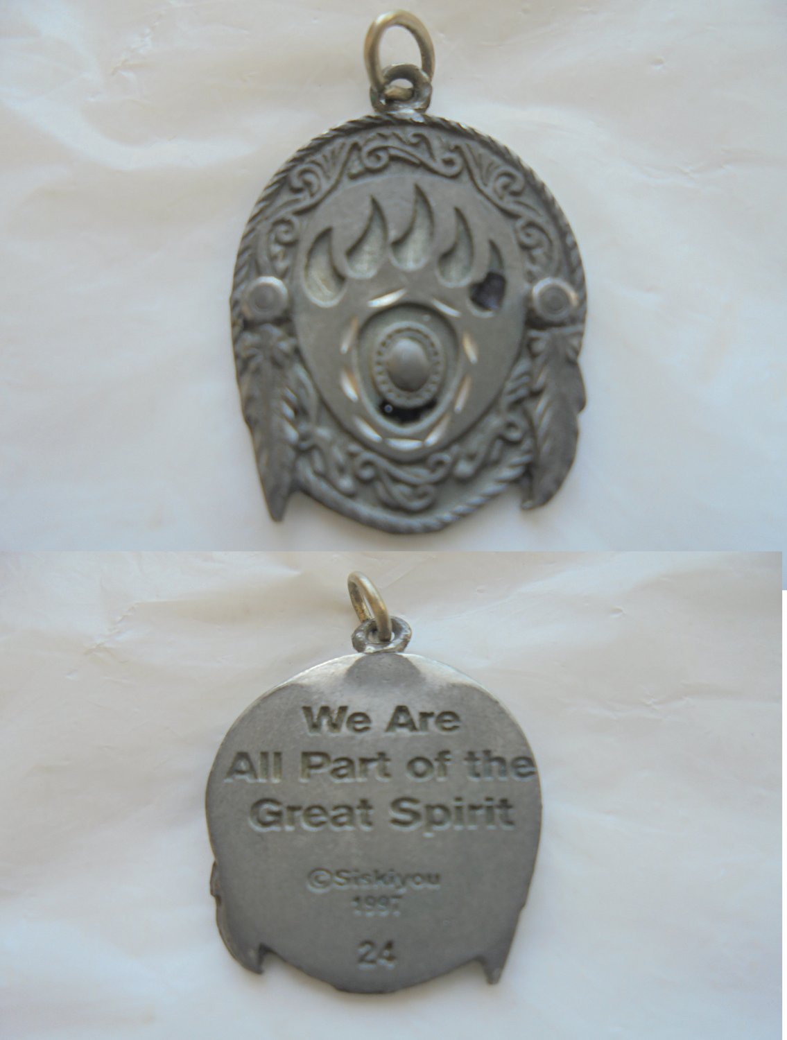Pendent charm Native Americans Siskiyou "we are part of the Great Spirit" 1997 Original