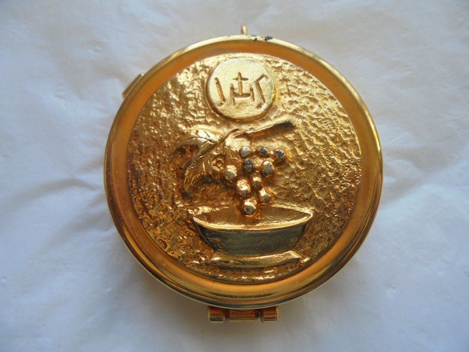 Religious Christian PILL BOX laminated gold
