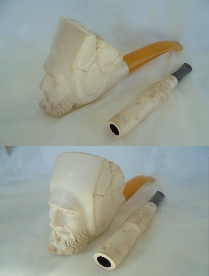 PIRATE FACE Sea Foam Meerchaum PIPE not smoked Original