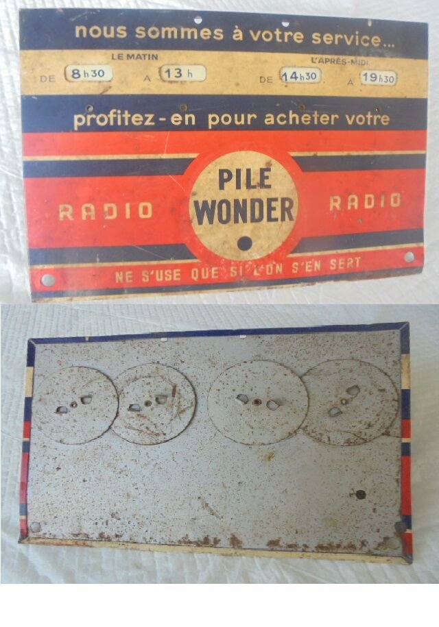 Metal ADVERTISING sign plate of PILE WONDER original 1950s