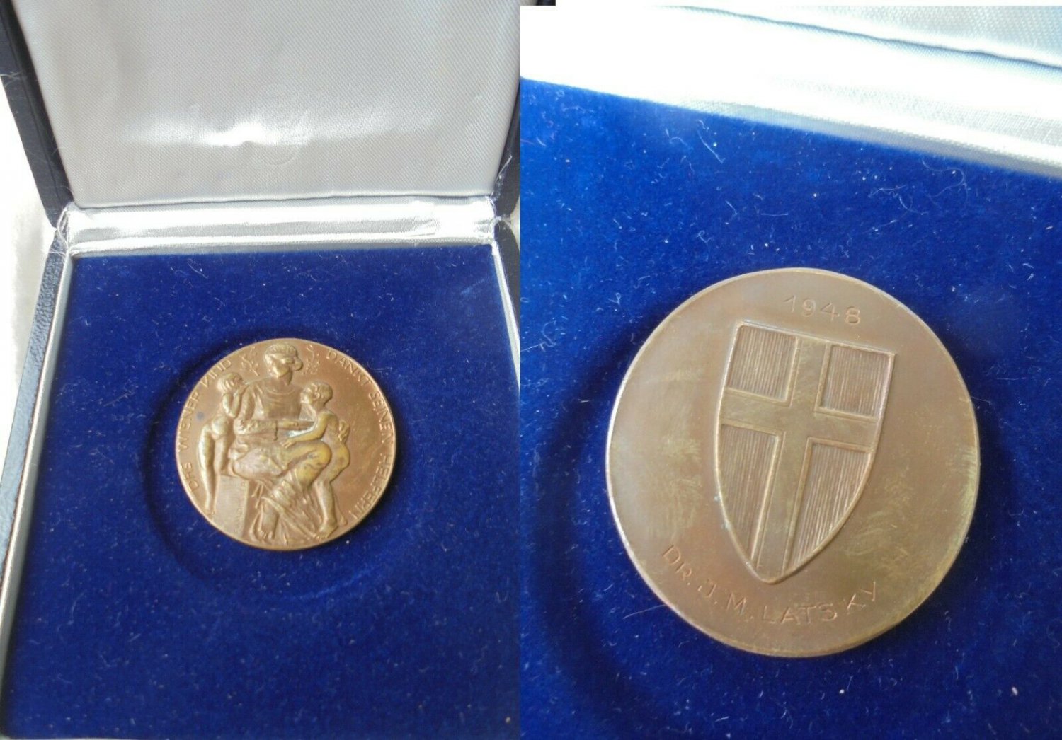 BRONZE MEDAL Children's rights engraved by Ferdinand Waldmuller Austria 1948