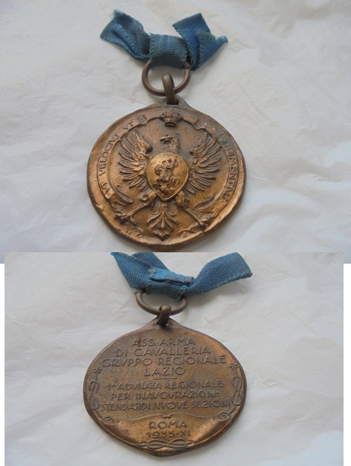 BRONZE MEDAL Italian Royal Army Cavalry Original 1933 Roma Italy Lazio