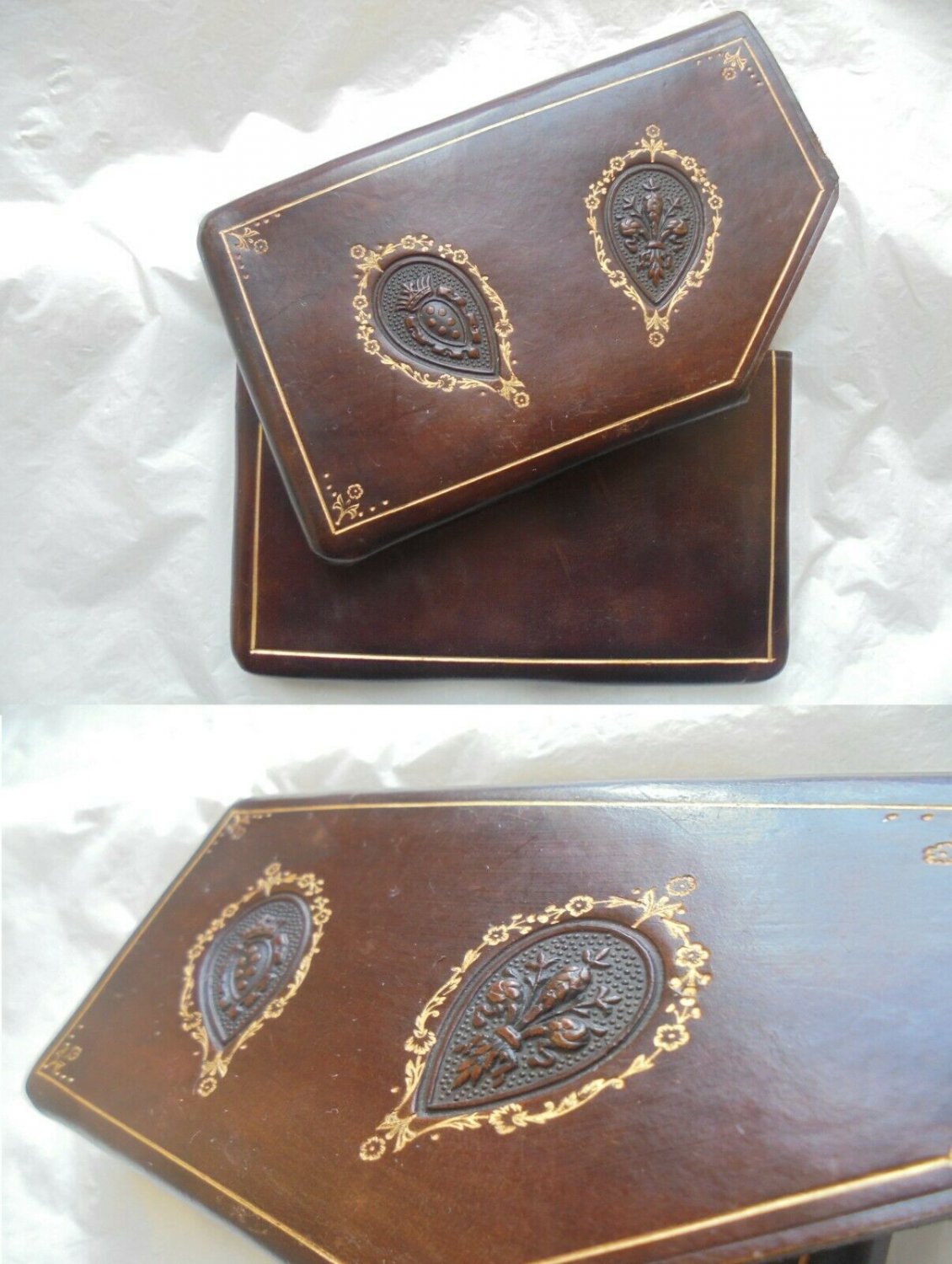TABACCO CASE BAG in leather and gold Original Made in Italy Florence 1970s