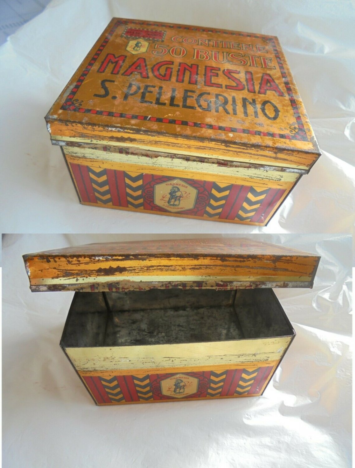 Pharmacy tin box MAGNESIA SAN PELLEGRINO Made in Italy 1960s