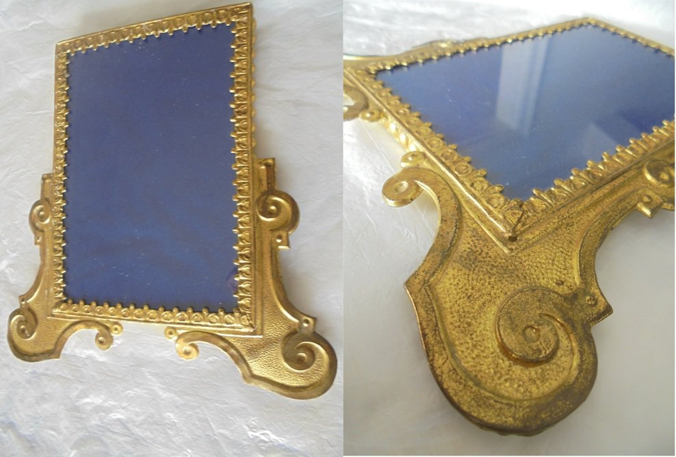 PICTURE FRAME in BRASS and glass Original beginning 1900s for wall or desk
