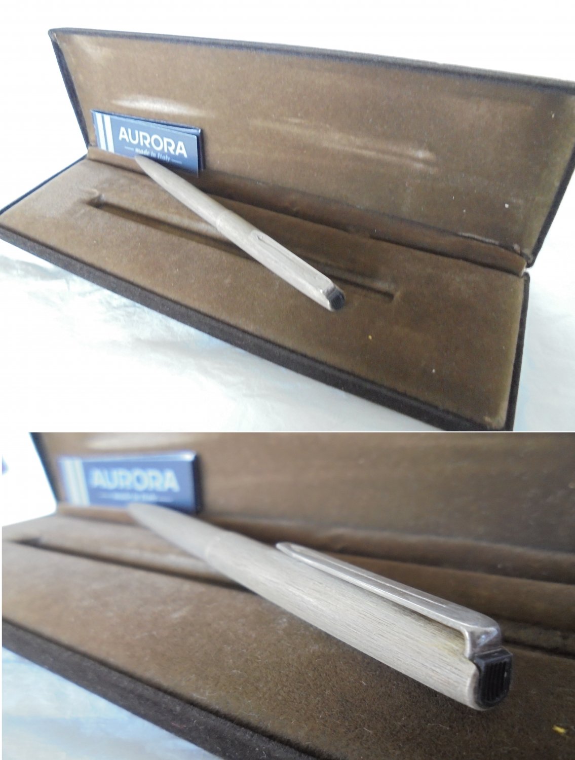 AURORA 98 ball point pen in brushed STERLING SILVER 925 In gift box