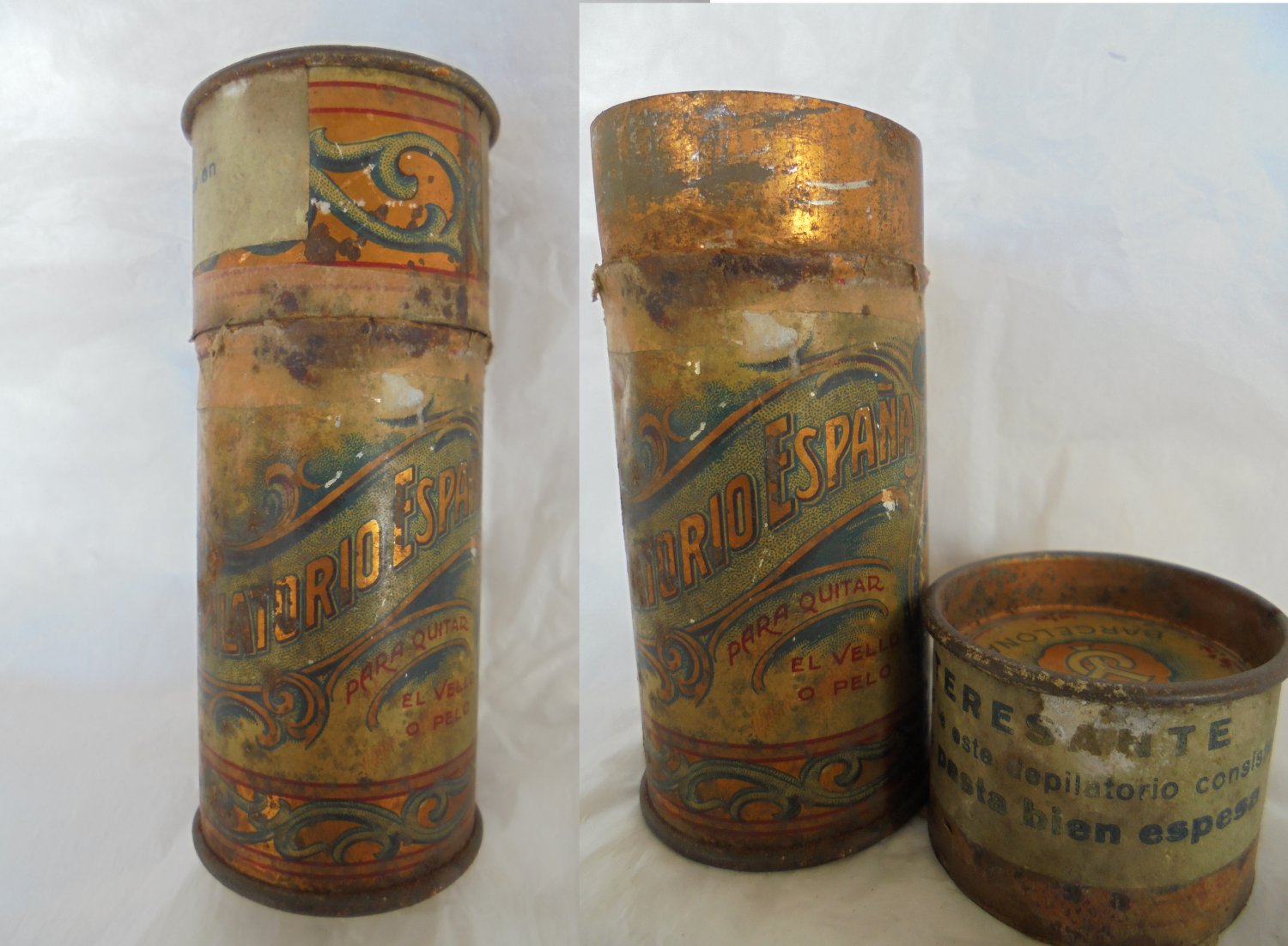 Shaving powder tin box DEPILATORIO ESPANA Original advertising box 1950s