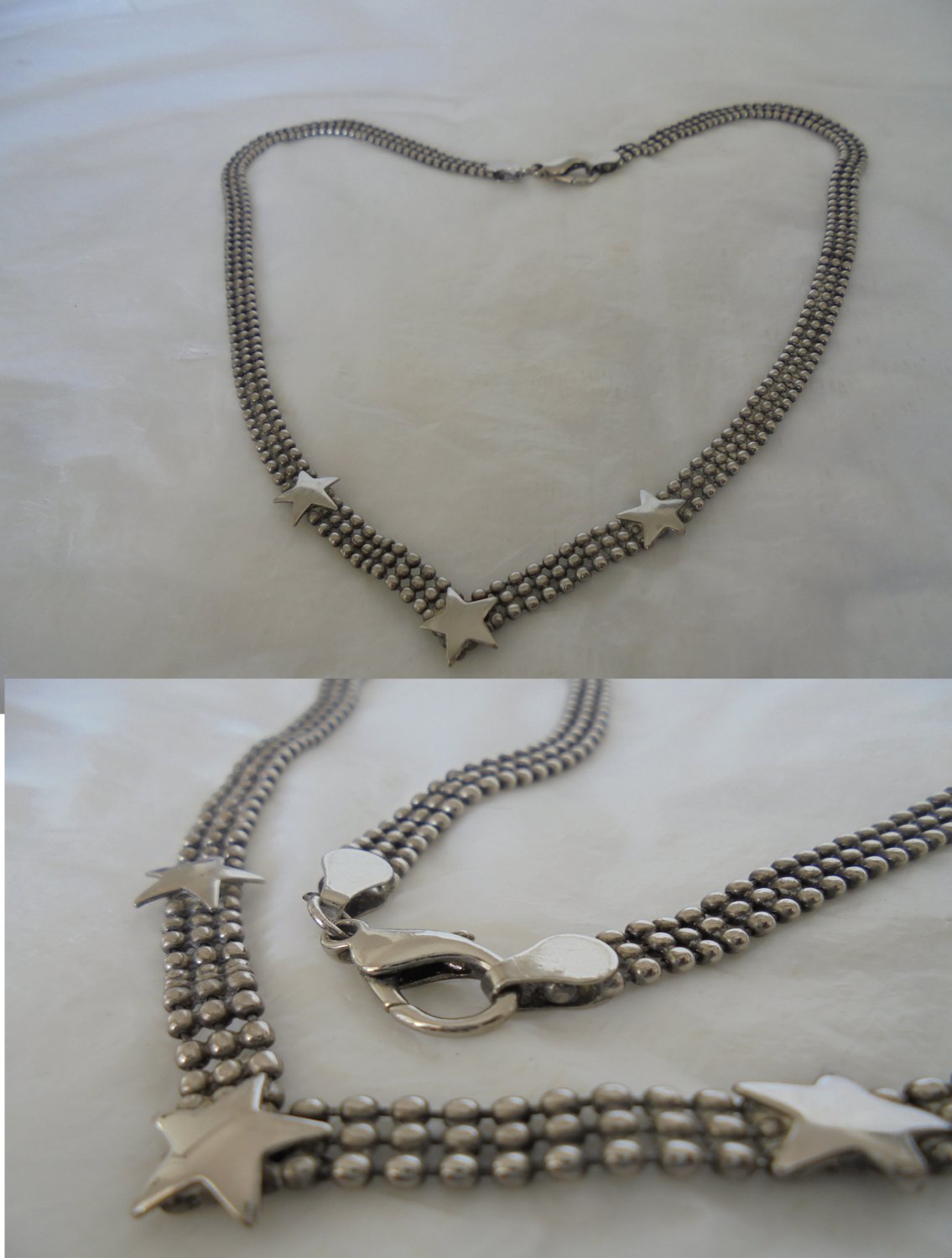 NECKLACE collier in STERLING silver 925 with 3 STARS Original in gift pochette