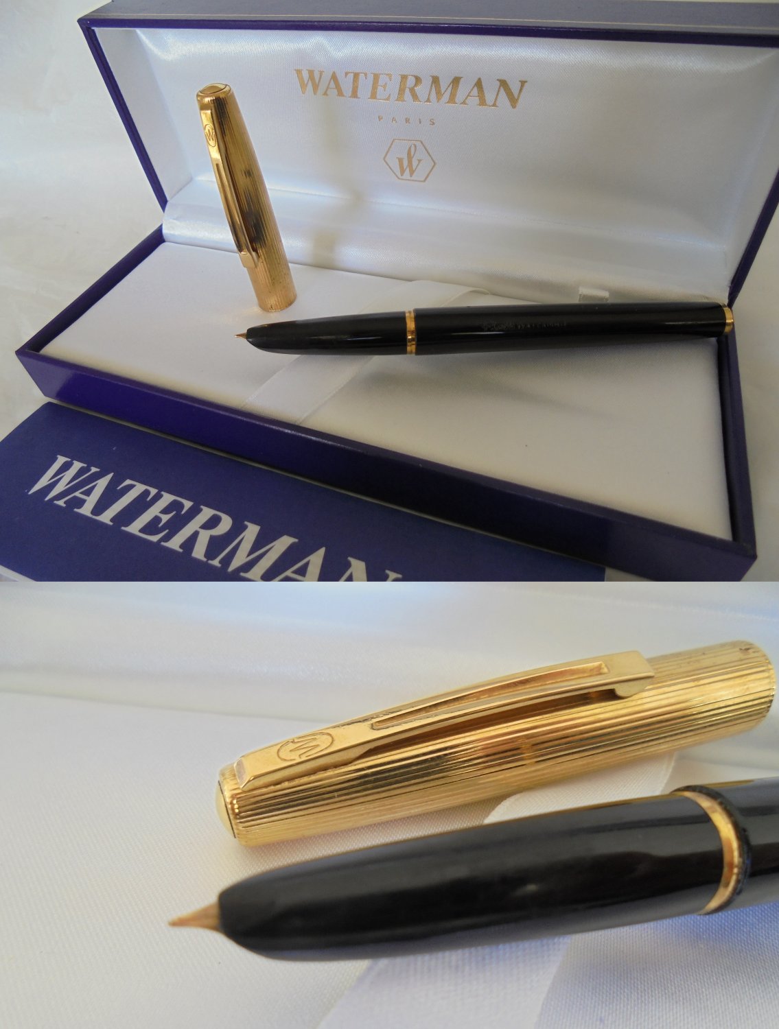 WATERMAN FLASH fountain pen black and Plated GOLD G Original in gift box + Garantee