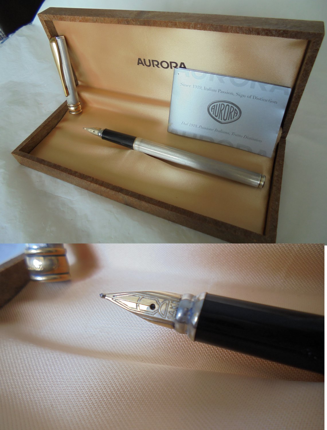 MAGELLANO AURORA fountain pen in sterling silver 925 and gold 14K In box +Garantee