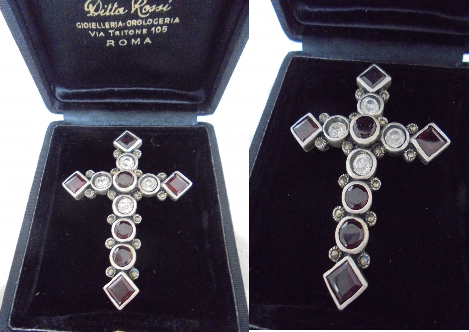 CRUCIFIX cross pendent charm for necklace in SILVER STERLING 925 and Swarovski crystals