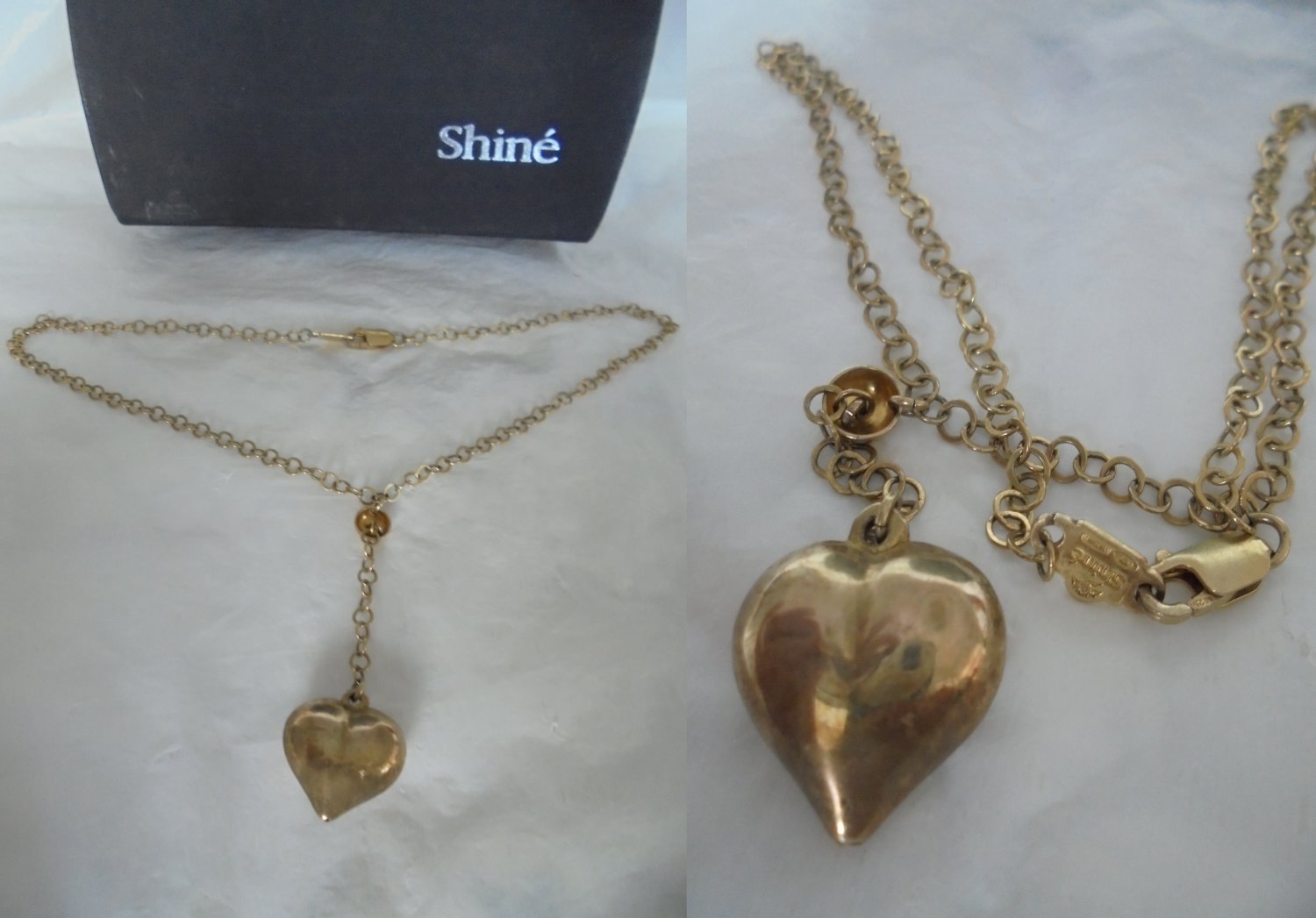 Shinè NECKLACE in STERLING SILVER 925 and gold plated with heart charm pendent In gift box