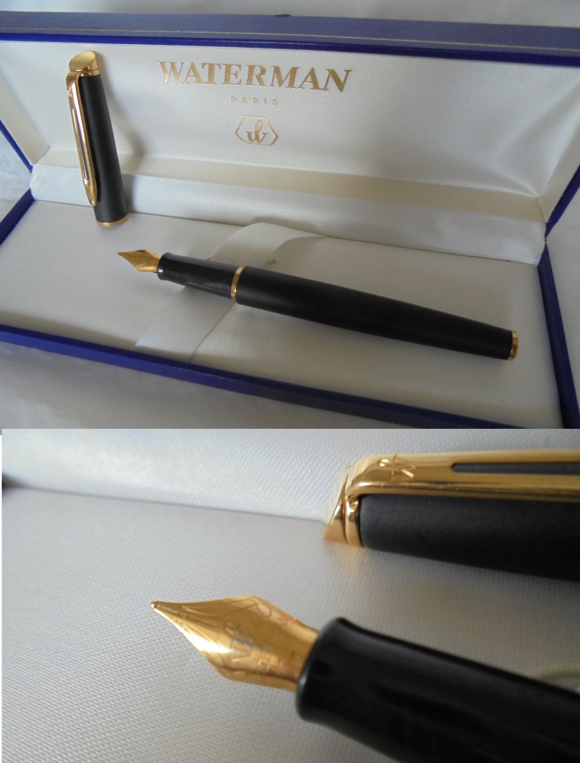 WATERMAN HEMISPHERE fountain pen in matte black and gold + gift box