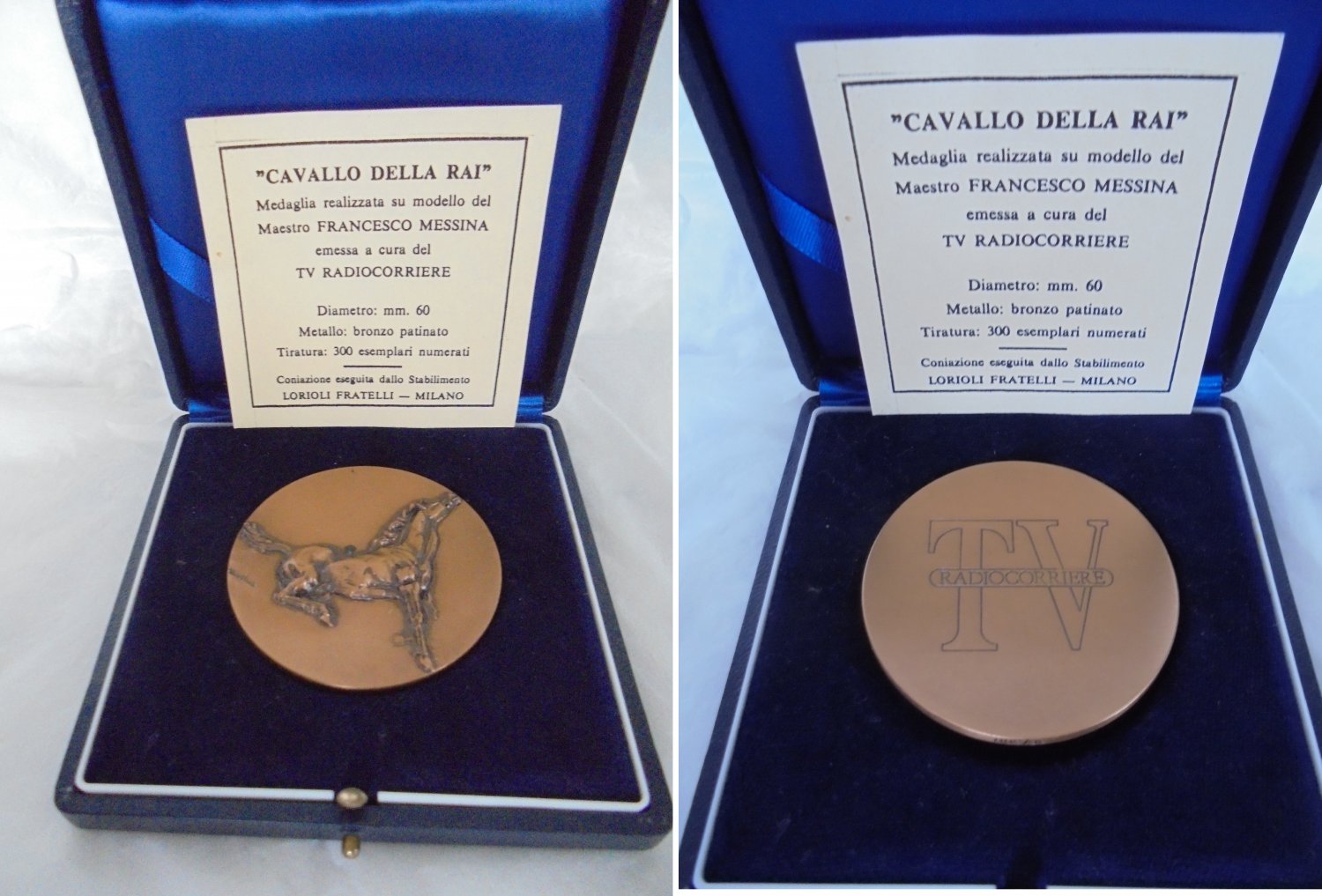 BRONZE medal RAI Italian TV Engraved by Messina Limited ed of only 300