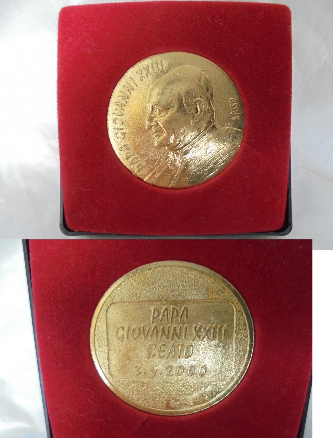 BRONZE beatification MEDAL of Pope John Paul XXIII Engraved by Aligi Sassu Italy Original 2000