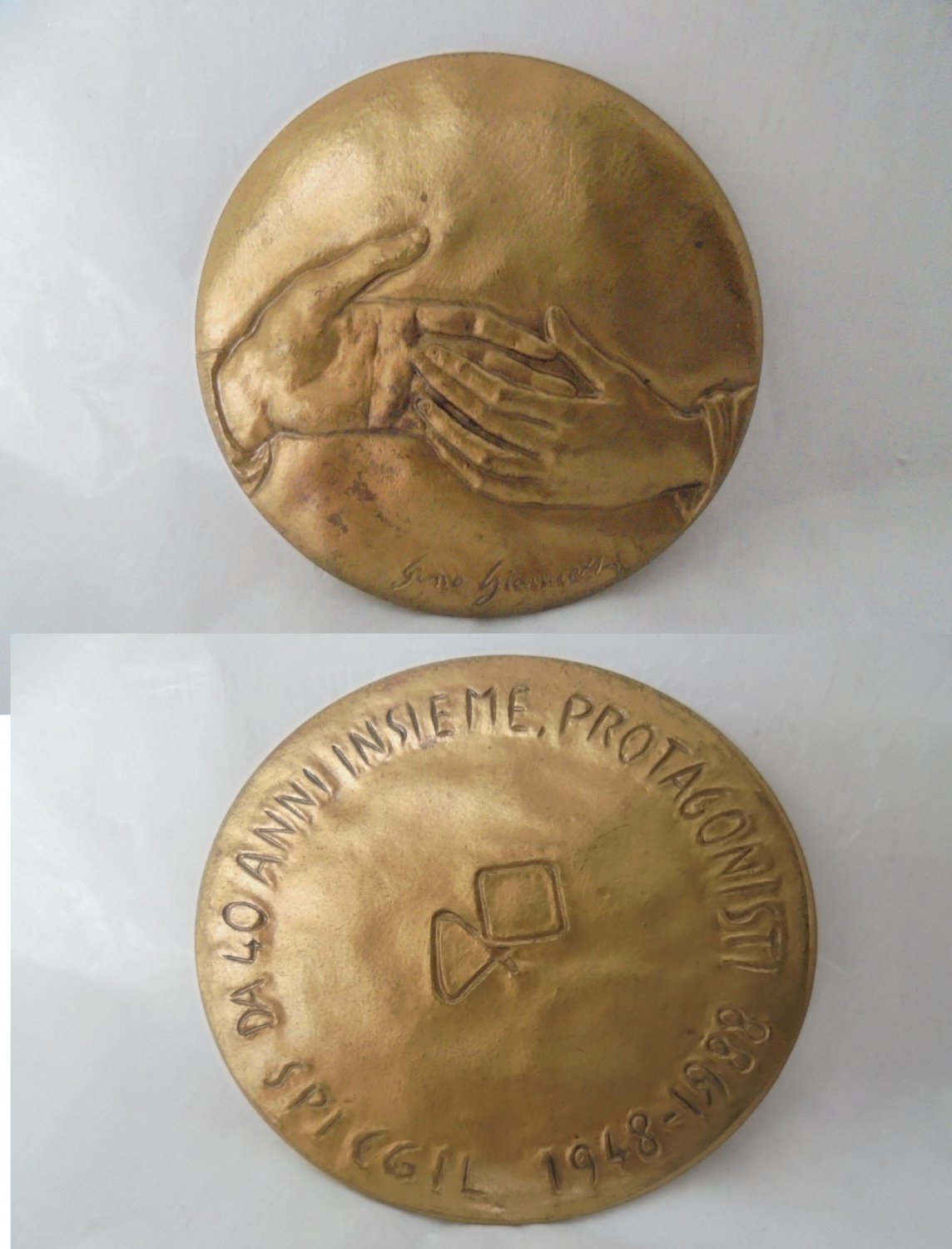 BRONZE MEDAL 40th anniversary of CGIL Italy 1988 Engraved by Giannetti