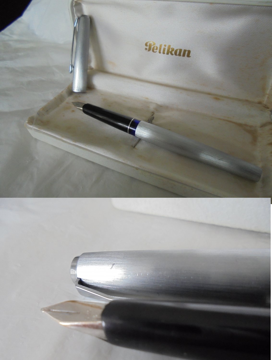 PELIKAN 21 SILVEXA in brushed steel and in white GOLD 14K Original in gift box