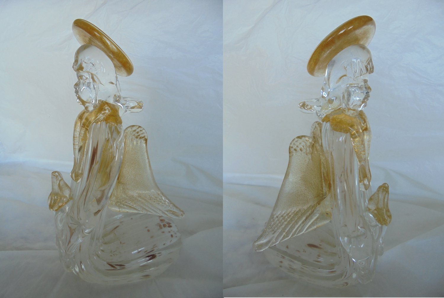 Praying Angel MURANO GLASS MURRINA Original with gold 1970s cm 20