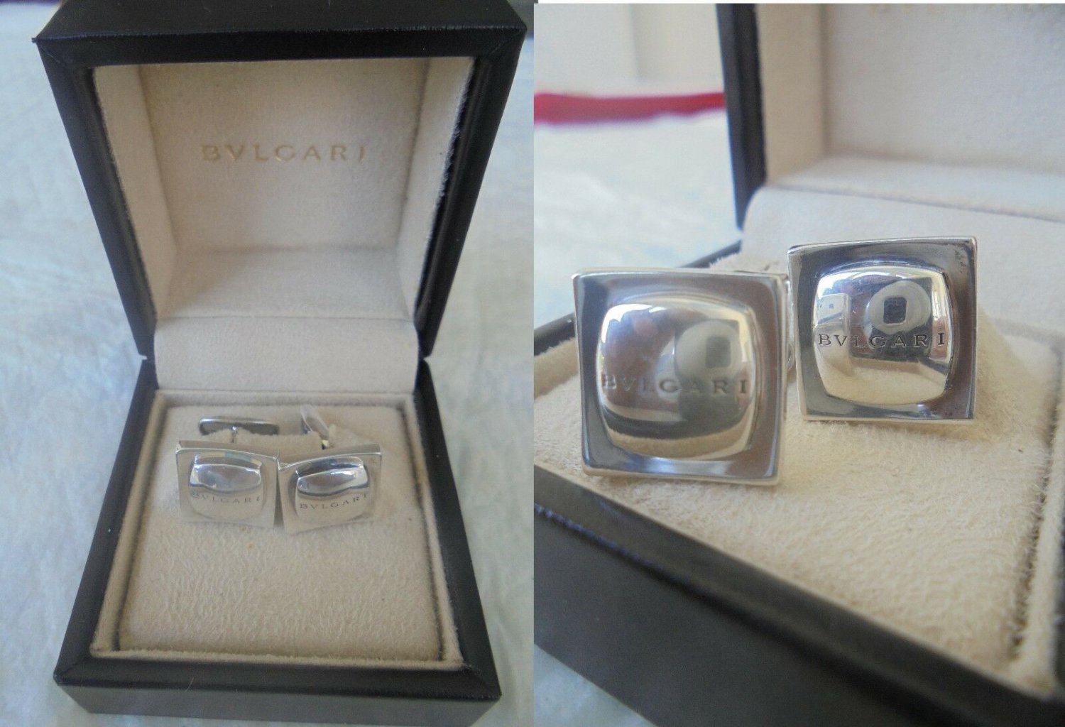 BULGARI CUFFLINKS in Sterling SILVER 925 Original cuff links in gift box