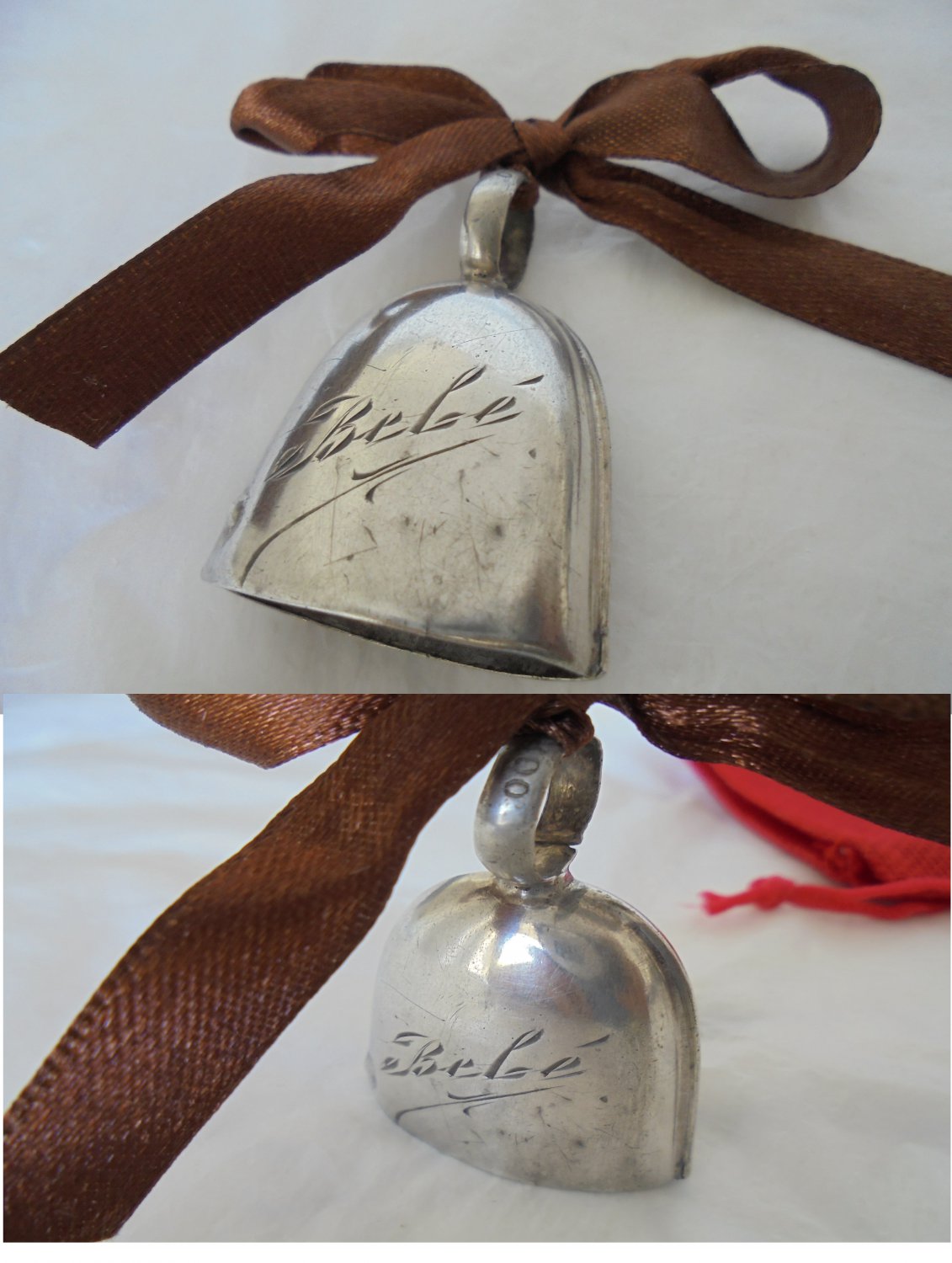 BABY BELL rattle for crib or bed in silver 800 Original 1940s