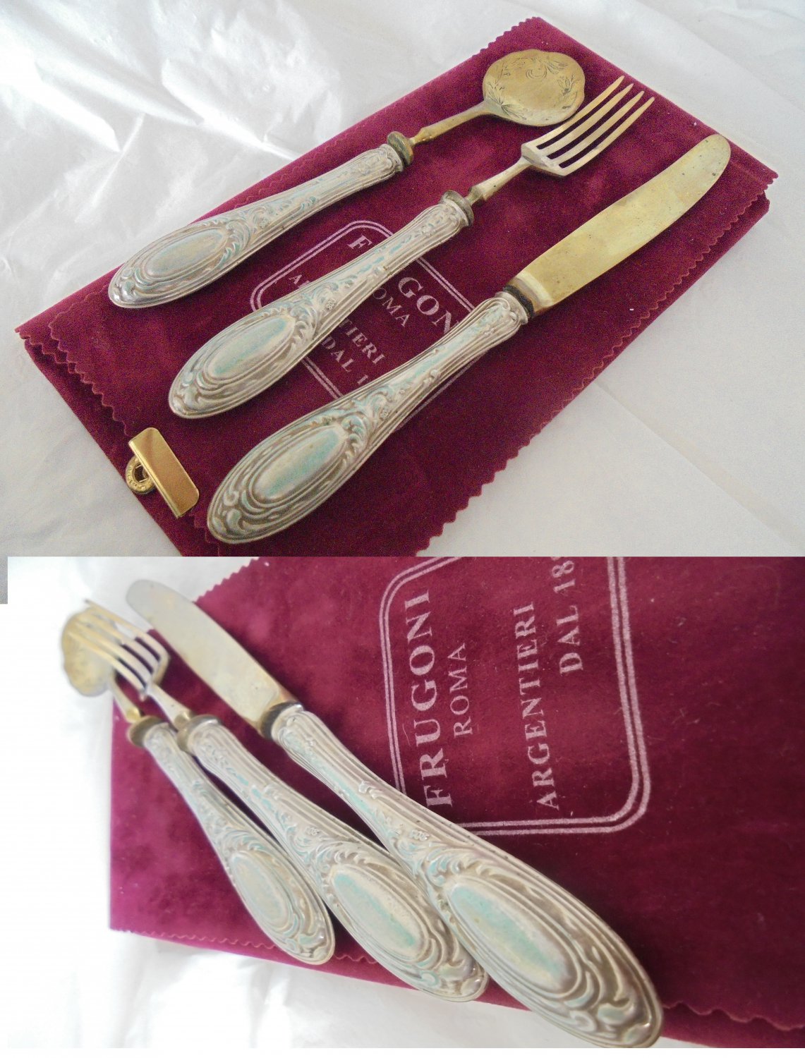 CHILD CUTLERY gift set for 1st year in SILVER 800 Spoon Fork Knife Original 1950s