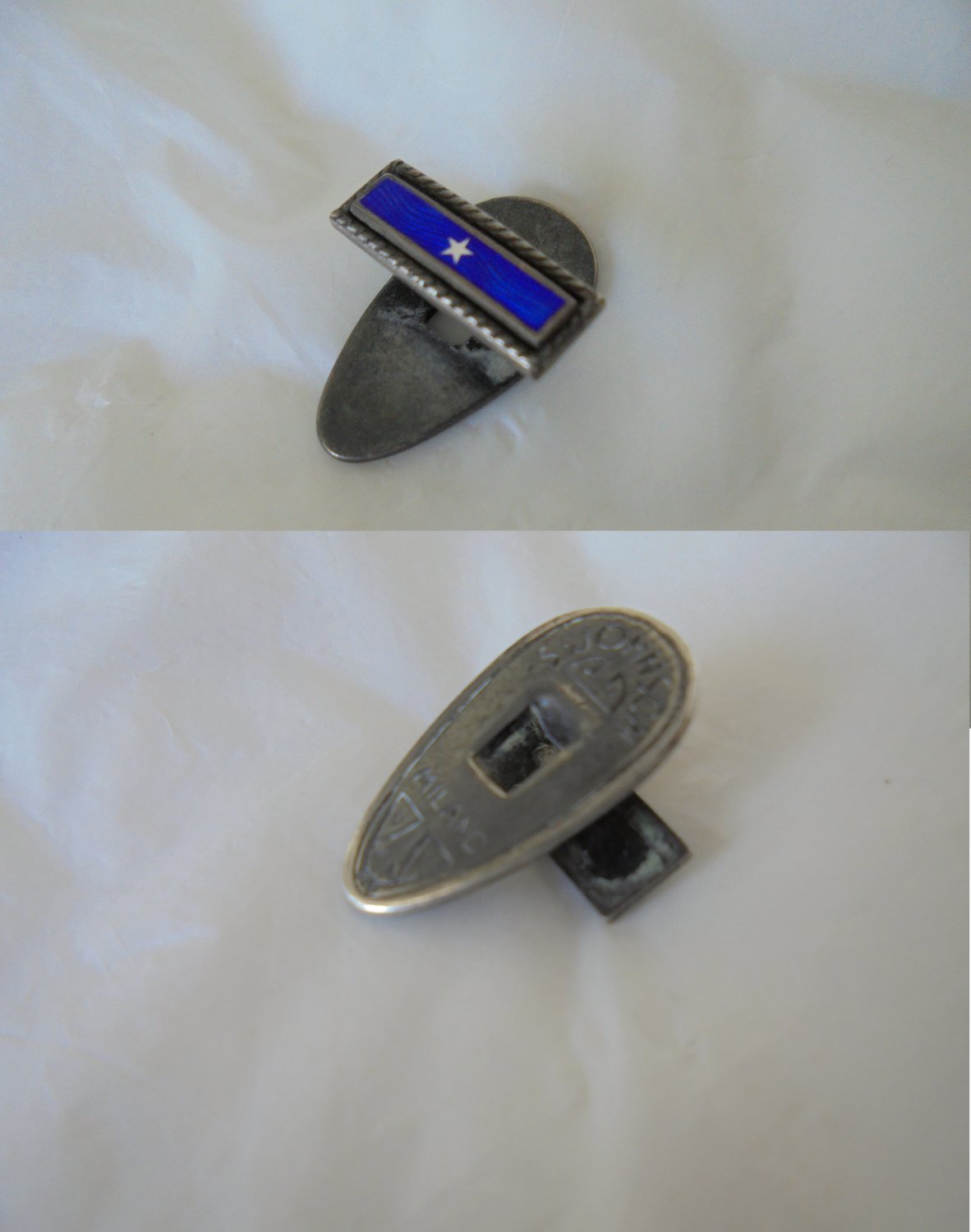 PIN brooch in metal lacque blue of the Military Italian Army in SILVER 800 Original 1950s
