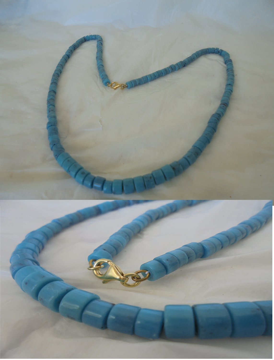 NECKLACE in TURQUOISE and Silver sterling 925 gold plated Indians of Zuni USA 1980s