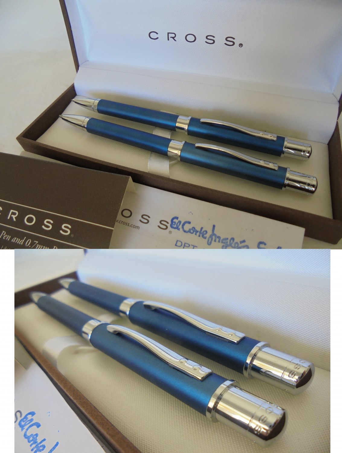 CROSS Ball point pen and Pencil set Metallic blue In gift box with garantee