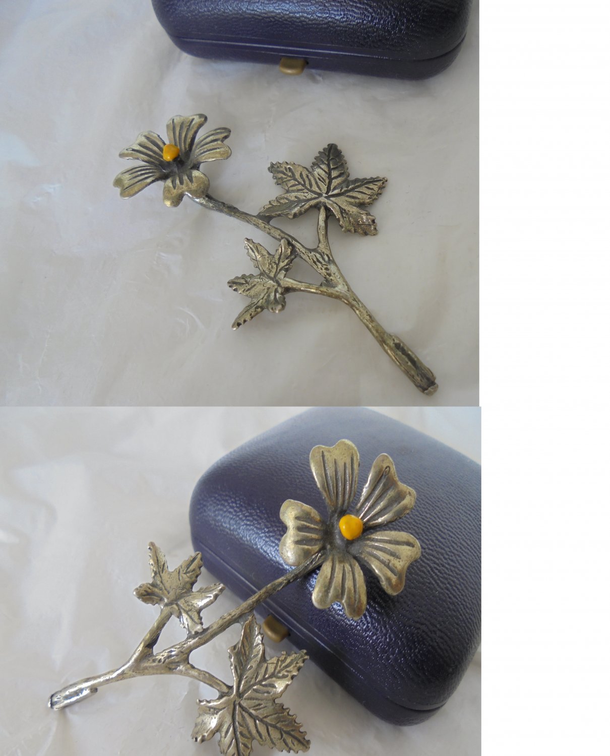 FLOWER in STERLING SILVER 925 Original pin brooch