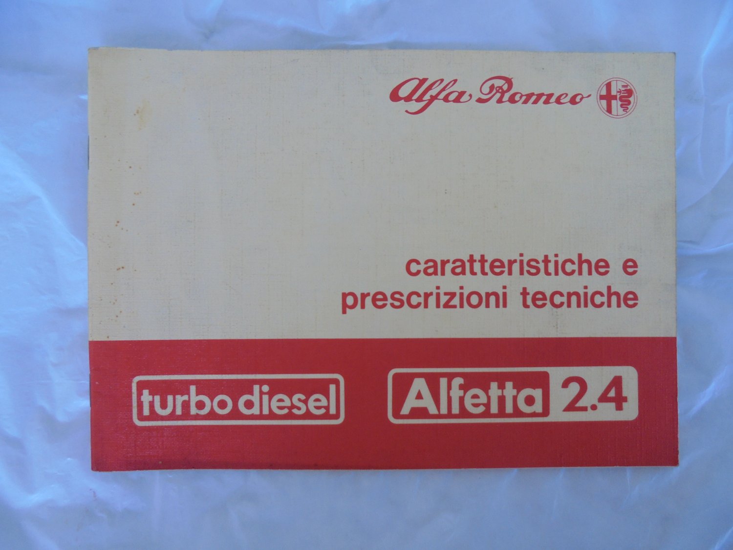 ALFA ROMEO ALFETTA 2.4 Turbo diesel manual book uso e manutenzione Original 1983