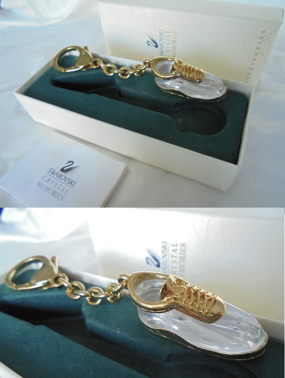 SWAROVSKI CRYSTAL MEMORIES Keychain plated gold New in gift box