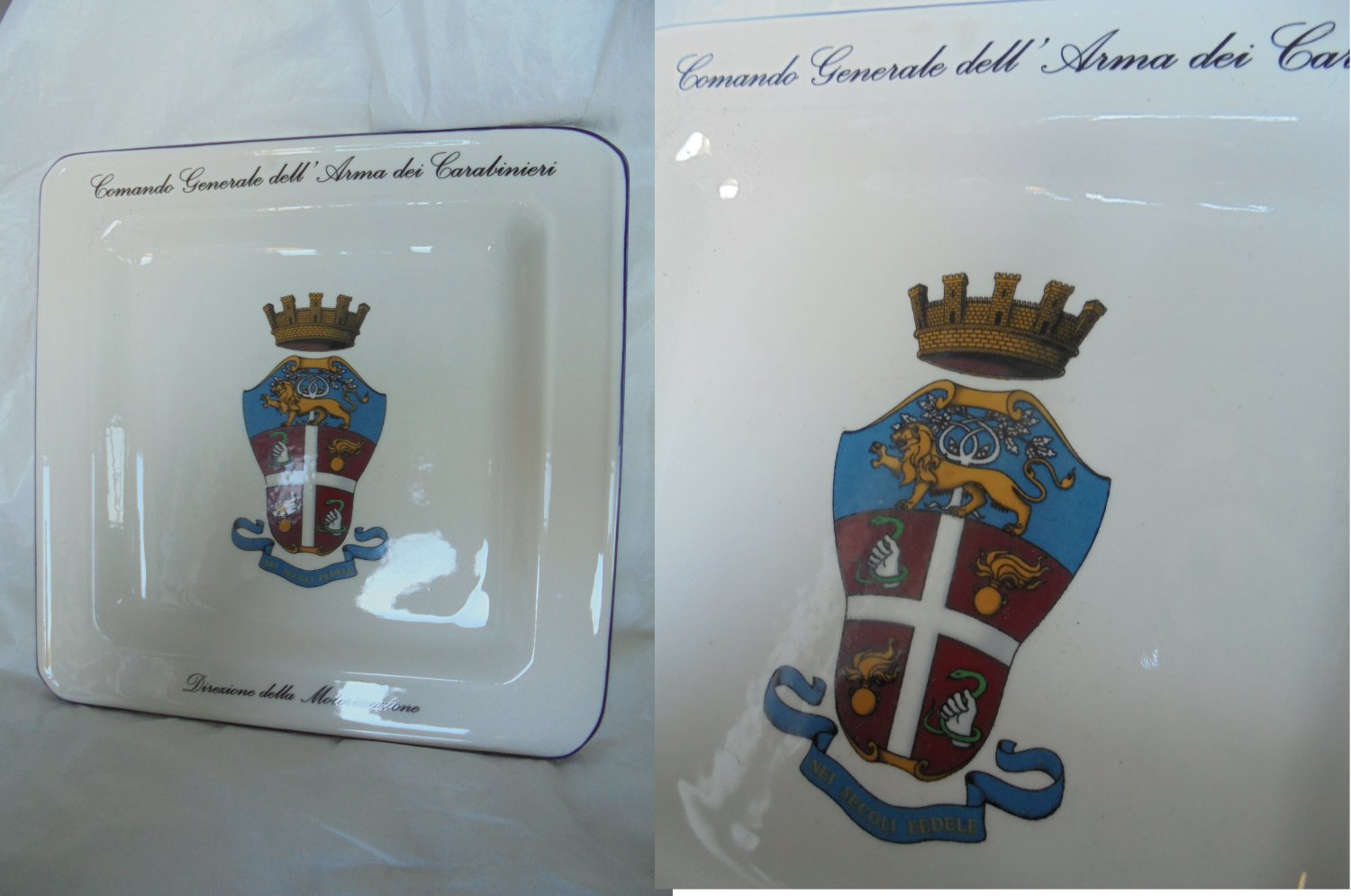 ARMA dei CARABINIERI ITALY ashtray plate Original ceramic In it's box