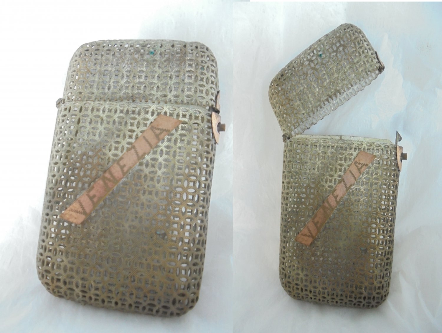 VENEZIA ITALY travel cigarettes case holder in metal also coin case Original 1950s