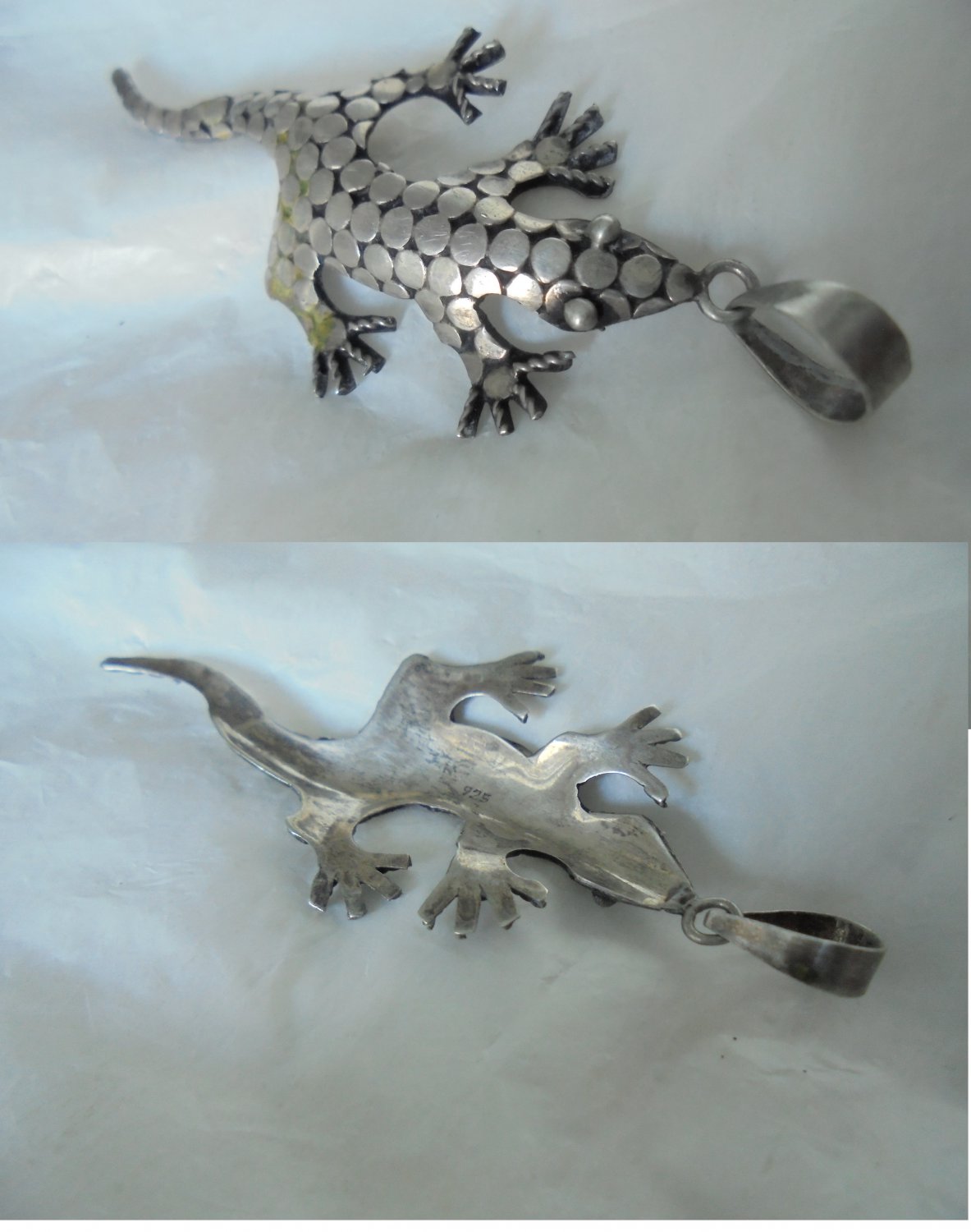 Iguana lizard pendant charm for necklace in STERLING SILVER 925 Original in gift pochette