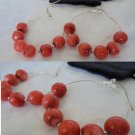 HOOP EARRINGS in STERLING silver 925 and big coral beads In gift pochette