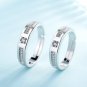 Engagement wedding and anniversary ring set, Roud cut cubic zirconia, 925 silver adjustable bands