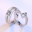 Sparkling cubic zirconia on 925 sterling silver clear stone bezel setting rings for couples