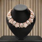 Cocktail necklace in pastel pink and white. Elegant rhinestone crystal collar chocker #34838742