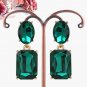 Dangle rhinestone earrings in olive green, Goemetric cocktail earrings for formal #34802004