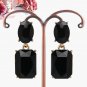 Dangle rhinestone earrings in smoky black, Goemetric cocktail earrings for formal #34816052