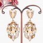 Champagne rhinestone chandelier statement earrings, Gold trim crystal cocktail earrings #34832822